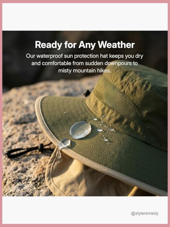 Women\'s Waterproof UV Protection Wide Brim Bucket Hat with Neck Flap for Hiking main image 7